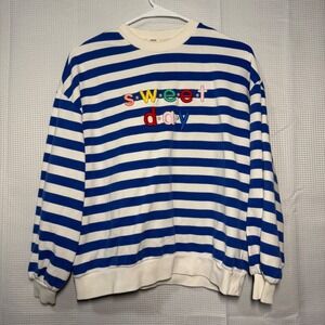 Balabala Striped Embroidered Crewneck Sweatshirt Women's Size 165‎ 84A